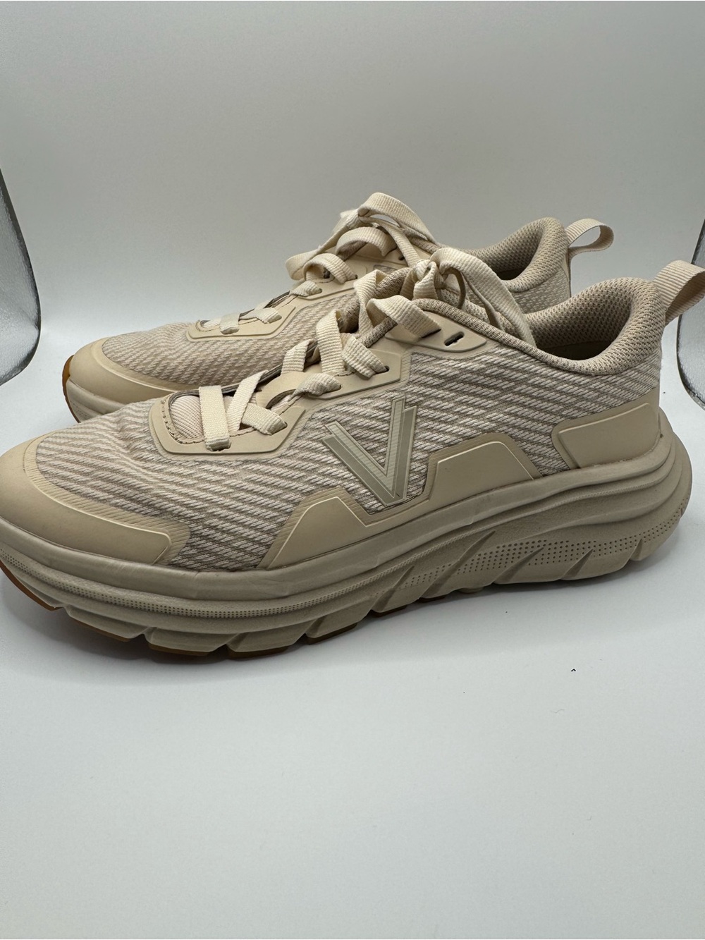 Vionic Women’s Walk Max Platform Lace-Up Sneakers Parchment Linear Mesh 6.5